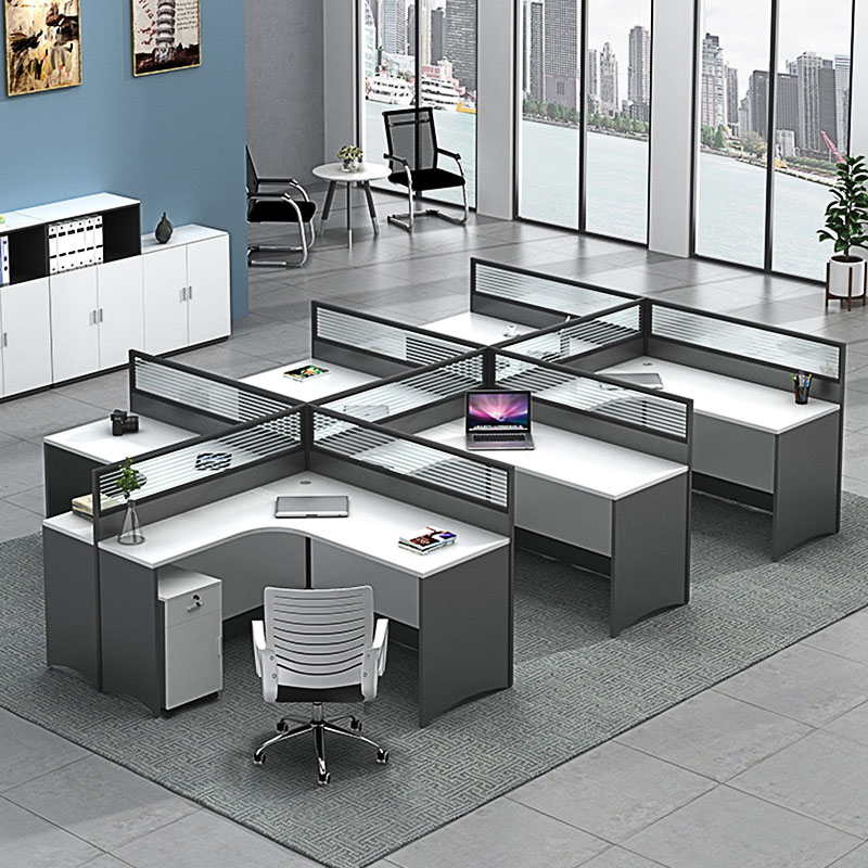 创世人 办公家具弧形工位办公桌4人位6人位办公室卡座员工电脑桌简约职员桌椅组合屏风卡位工位桌高清大图