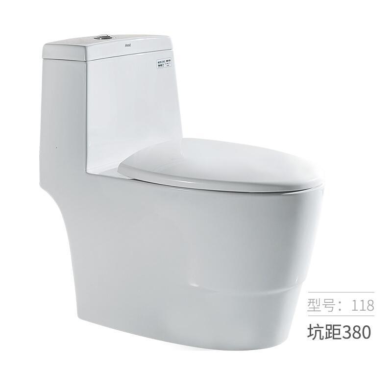 卫浴马桶家用防臭连体式陶瓷坐便器虹吸式抽水马桶118[店同款]易清洁三秒瞬冲118马桶坑距295其他/other壹德壹