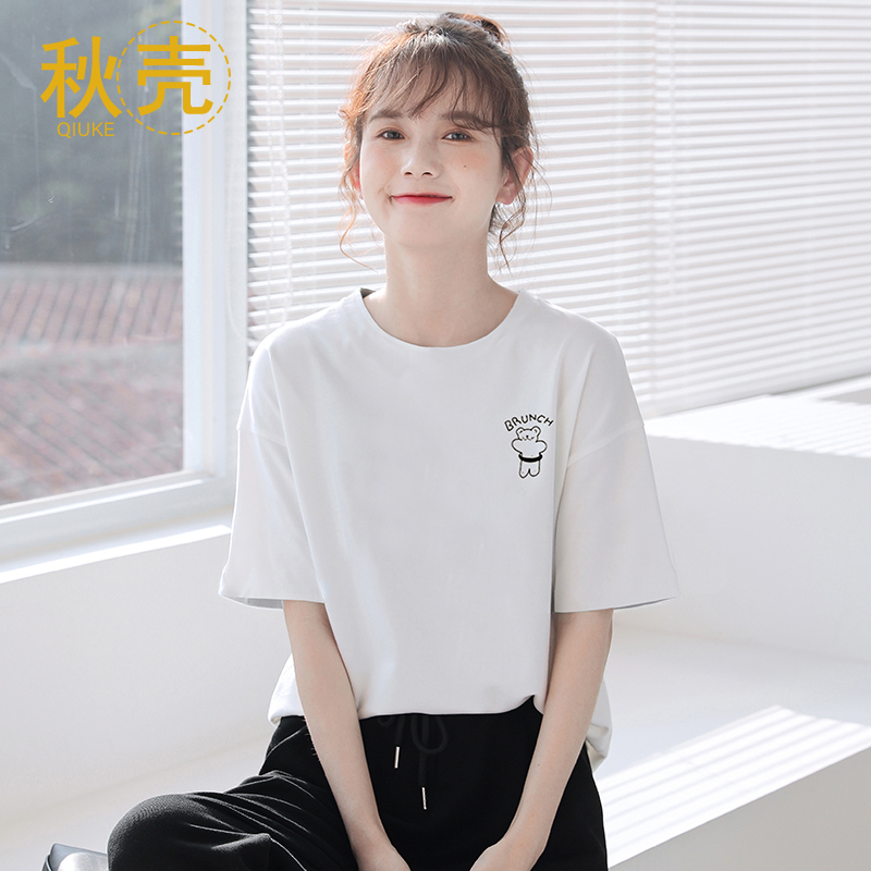 秋壳短袖t恤女生宽松上衣2022年新款设计感小众夏季纯棉体恤ins潮