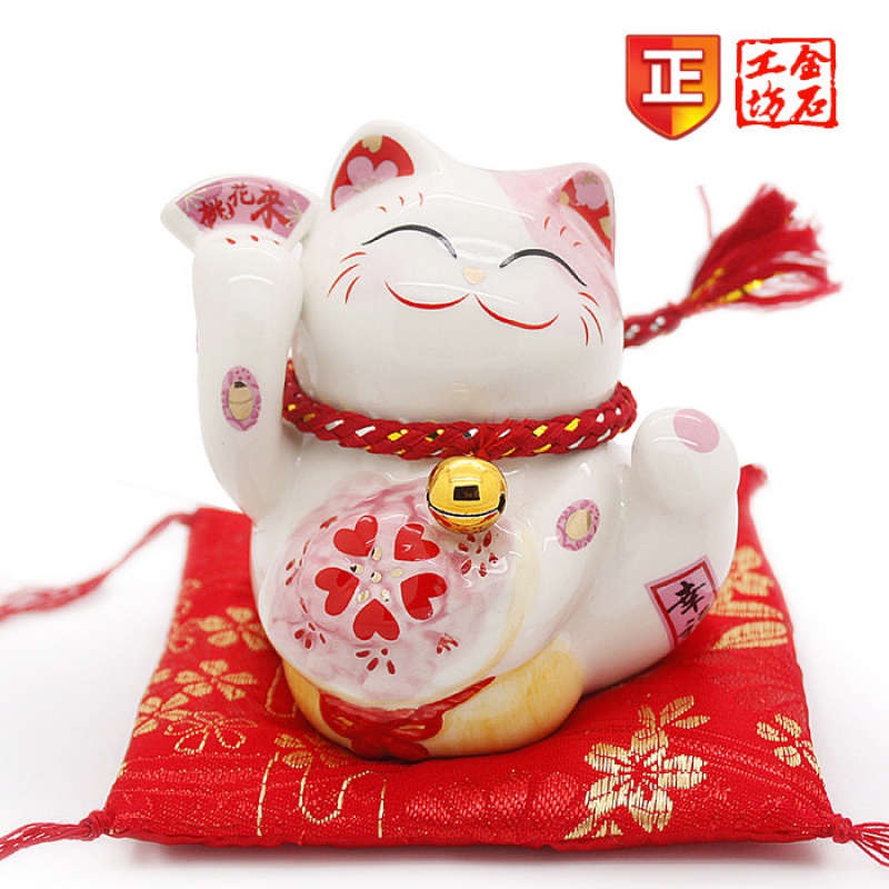 正品猫小号迷你摆件送女友儿童创意汽车饰品摆件 三维工匠 SC53390桃花朵朵開貓猫高清大图