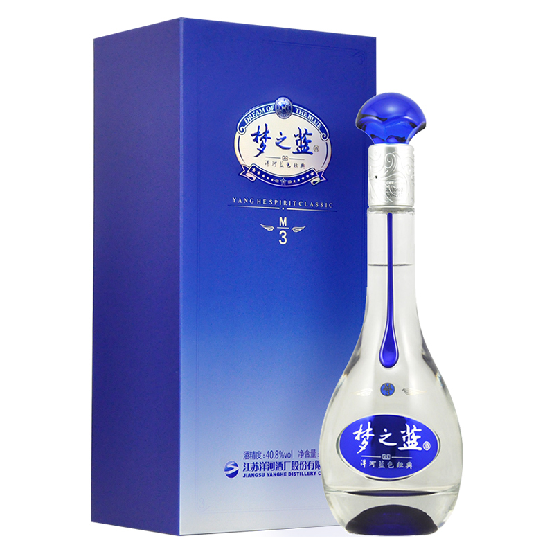 洋河蓝色经典梦之蓝M3 40.8度500ml单瓶装 口感绵柔 浓香型白酒(可整箱发货)