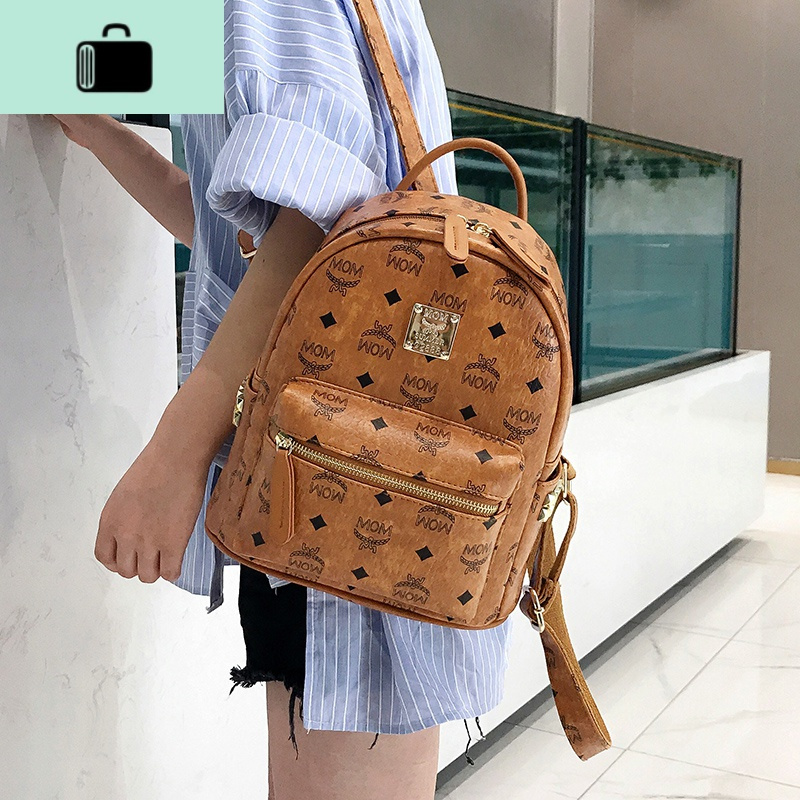 时尚铆钉双肩包女2020新款韩版百搭印花小背包女士休闲潮流旅行包new