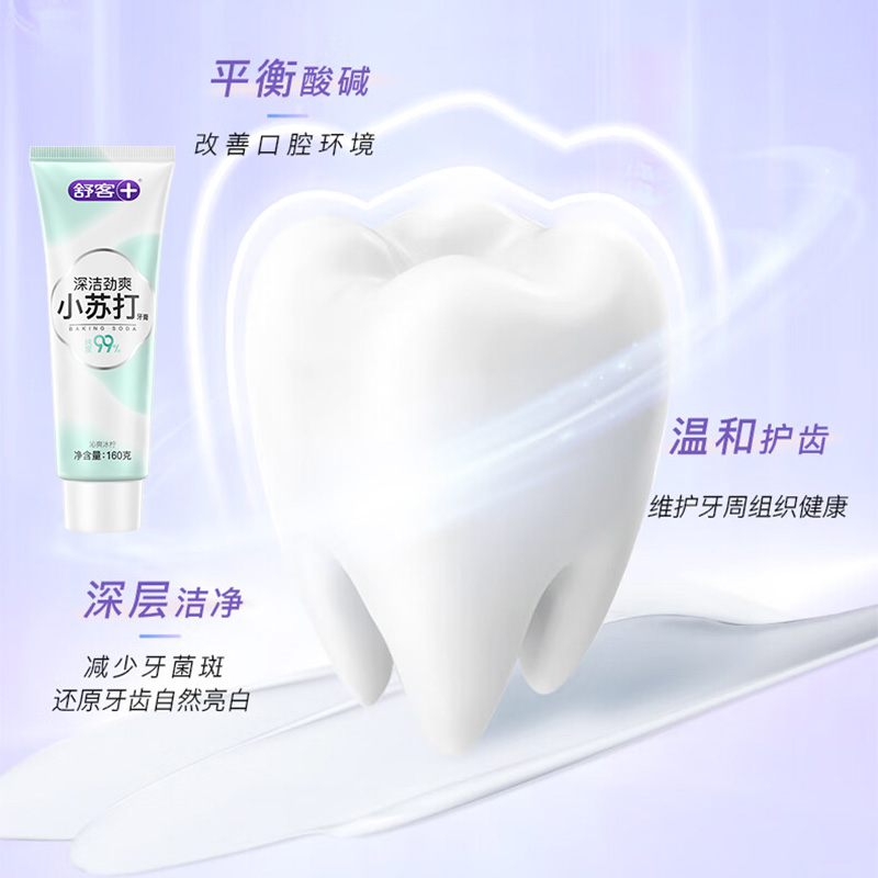 舒客牙膏深洁劲爽小苏打去黄美白沁爽冰柠160g*3(包装随机)高清大图