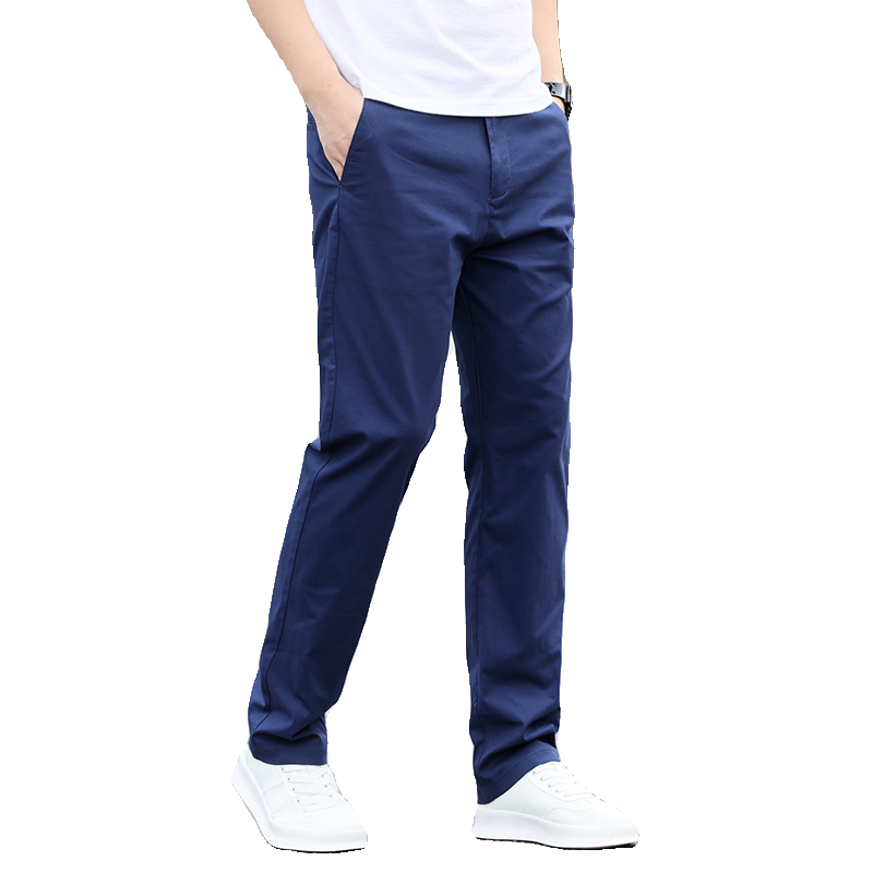 啄木鸟男士休闲裤宽松直筒纯棉夏季薄款裤子男新款大码商务西棉高清大图