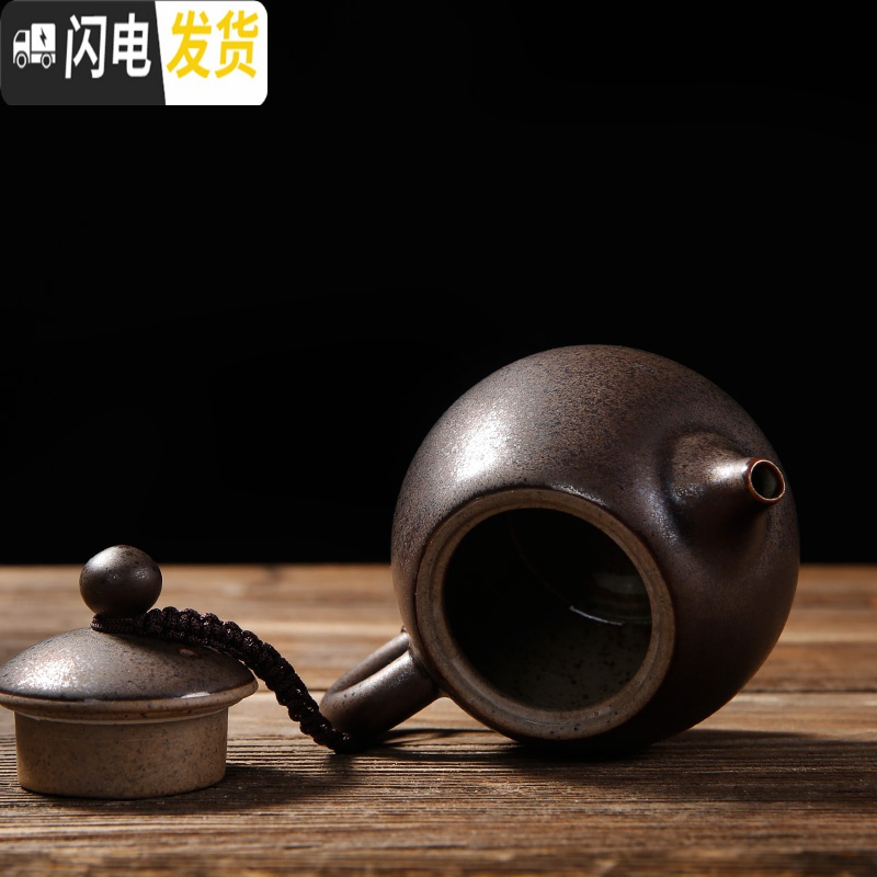 三维工匠 粗陶龙蛋小号茶壶 陶瓷茶具 迷你功夫泡茶壶 色釉日式单壶 深海蓝凝珠壶单壶