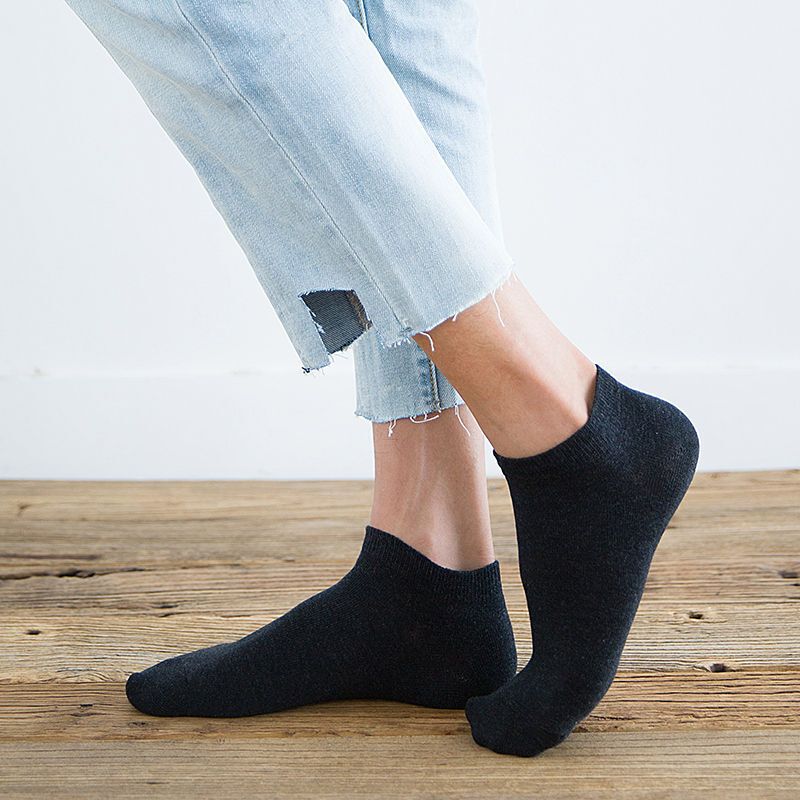 波迷娜bomina男短袜纯棉袜子防臭吸汗四季棉袜日系黑色男士袜男短筒混