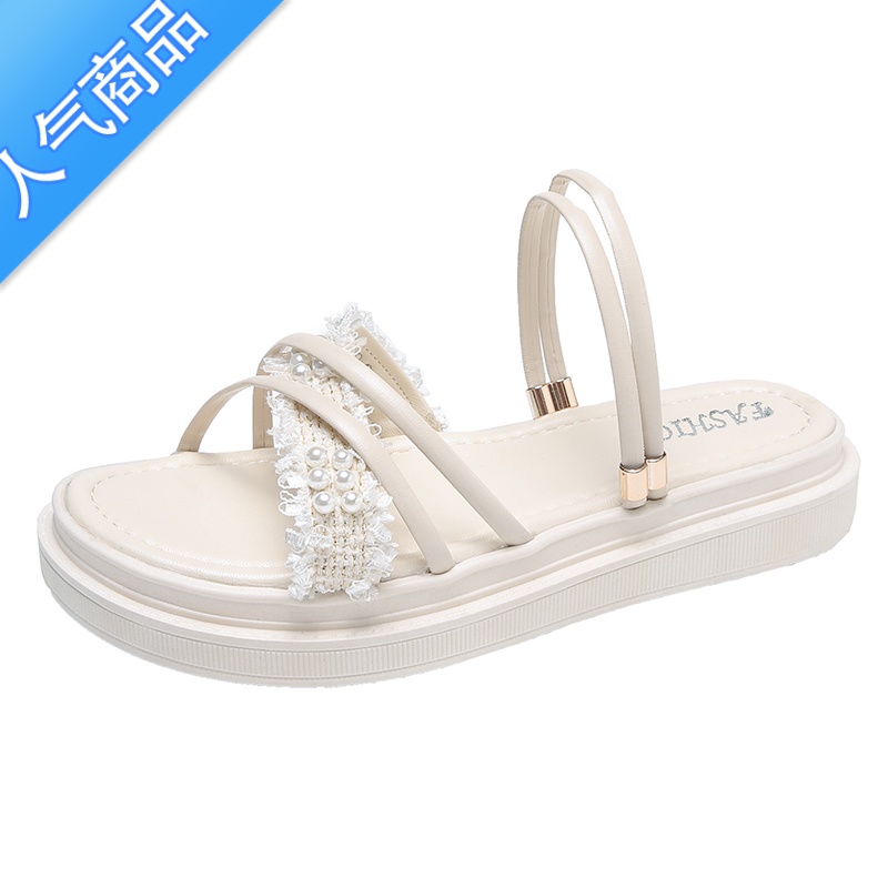 SUNTEK凉鞋女仙女风2023年新款夏季平底百搭沙滩网红孕妇两穿罗马凉拖平高清大图