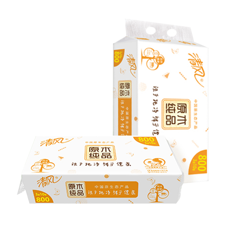 清风 无芯卷纸马蹄莲平纹长卷卫生纸3层 80g 10卷/件 5件装 (单位:件)