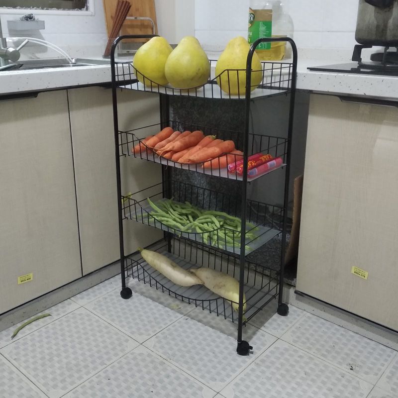 厨房收纳架菜架放菜篮蔬菜带轮移动置物架子落地收纳筐储物整理架二层