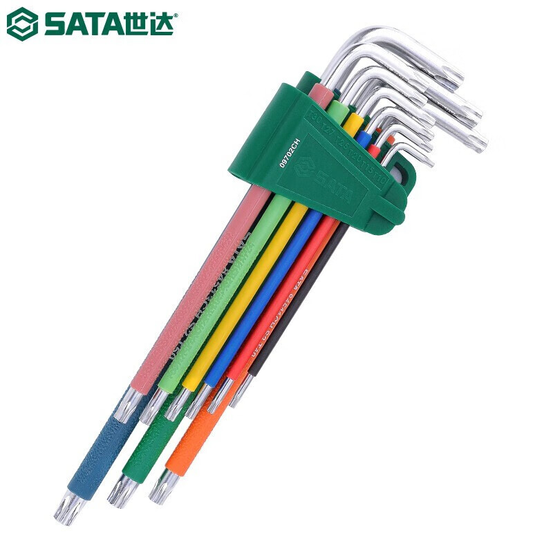 世达(SATA) 彩虹系列9件特长中孔花形扳手组套09702CH高清大图