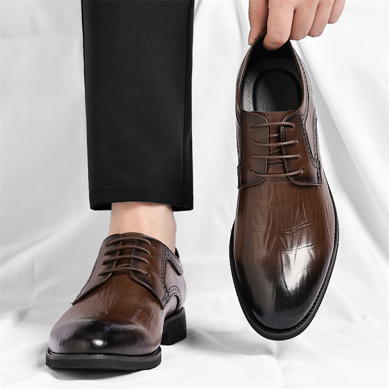 迪罗尼卡37码皮鞋男软皮商务正装休闲男士加绒保暖结婚大码工作鞋高清大图