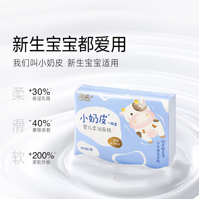 洁柔牌柔润(柔滑)纸面巾(Lotion软抽)小奶皮100抽3层(12包装)LR212-12EP高清大图
