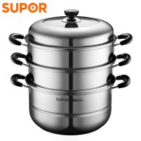 苏泊尔(SUPOR)真味鲜不锈钢加厚三层复底26cm304不锈钢蒸锅磁炉燃气通用EZ26BS06
