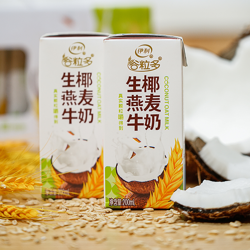[6月生产]伊利谷粒多 生椰燕麦牛奶整箱 200ml*12盒 真实颗粒嚼得到 礼盒装高清大图