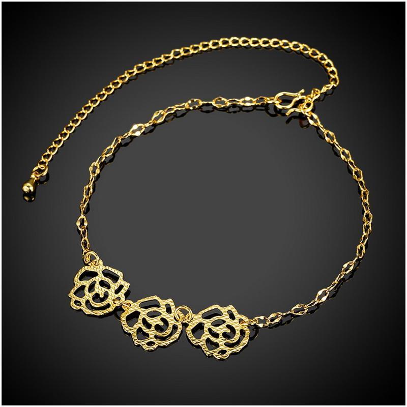 A046-A Women 18K yellow gold anklet jewelry 镀黄金色女脚链潮