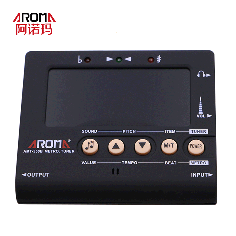 阿诺玛(AROMA)管乐专用调音器萨克斯单簧管长笛小号校音器定音节拍器 [黑色款]管乐专用+电池+拾音线
