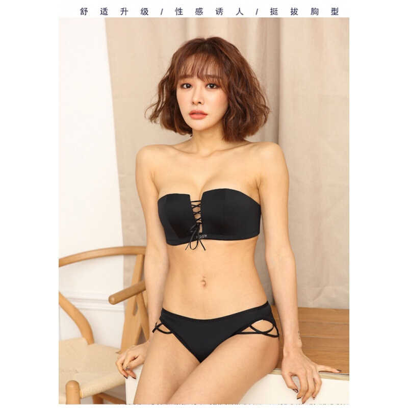 无肩带抹胸文胸防走光裹胸贴聚拢婚纱隐形无带内衣性感防滑美背