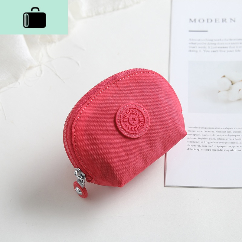 零钱迷你小包手拿布艺女包小巧卡包拉链硬币袋钥匙收纳包小钱包女NEWLAKE 鲜玫红