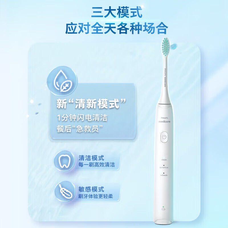 飞利浦 电动牙刷S系列呵护敏感口腔深入口腔盲区开学礼物HX2429/01白色高清大图