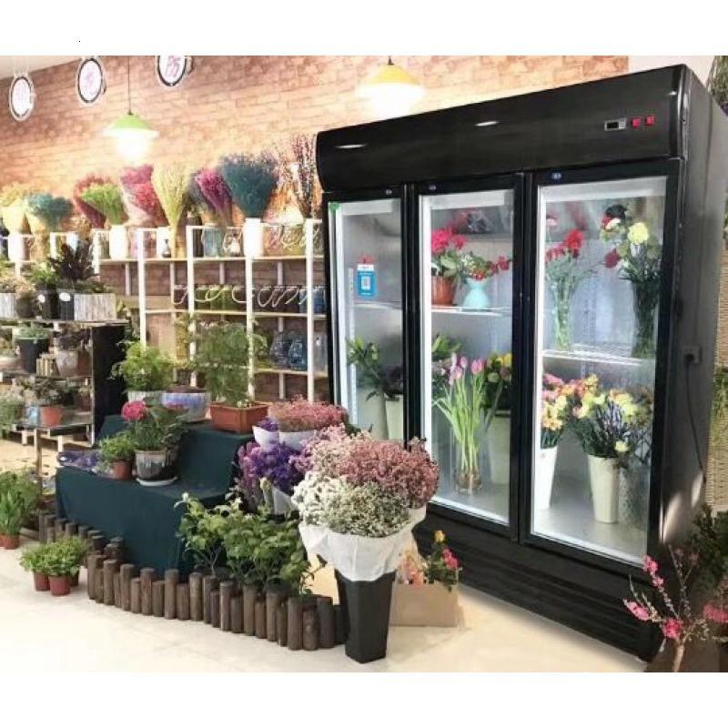 风冷无霜鲜花保鲜柜鲜花冷藏柜花店商用冰柜黄金蛋鲜花展示柜三门冰箱