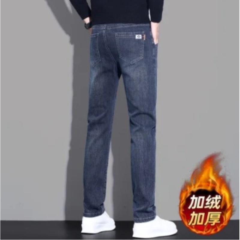 常规加绒牛仔裤男秋冬直筒修身显瘦百搭轻奢时尚休闲潮牌男装 7605雾霾蓝加绒 33（2尺6）150斤