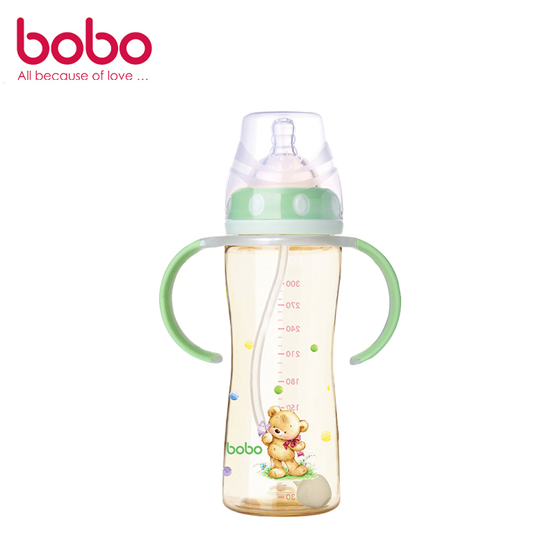 乐儿宝(bobo)PPSU宽口径奶瓶300毫升(绿色)12个月以上
