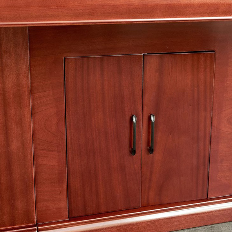 利特莱依大型油漆会议桌实木黑玻璃长桌开会办公室桌椅组合工作台4*1.8米(红胡桃色)高清大图