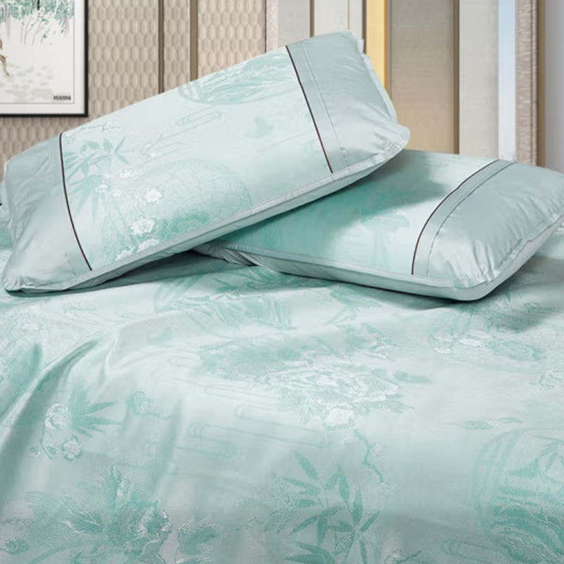 富安娜(FUANNA) 竹梦轩 冰丝凉席三件套双人提花凉席 180*200cm高清大图