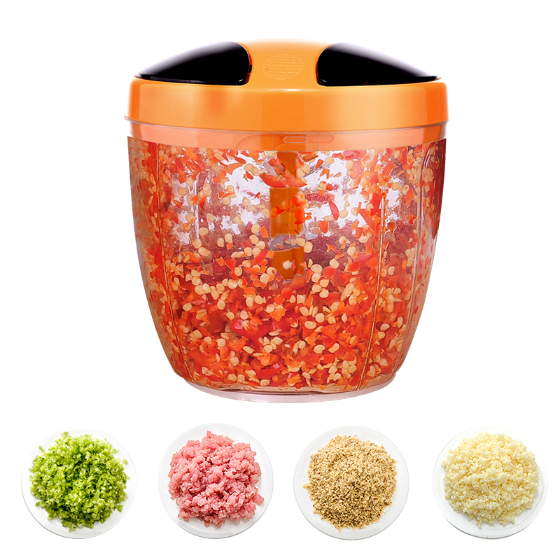 美之扣sl4 绿色手拉切菜器MS3 五叶 手动绞肉机 绞蒜搅拌饺子馅家用小型塑料研磨碗(碎物器)0.9L绿色升级款