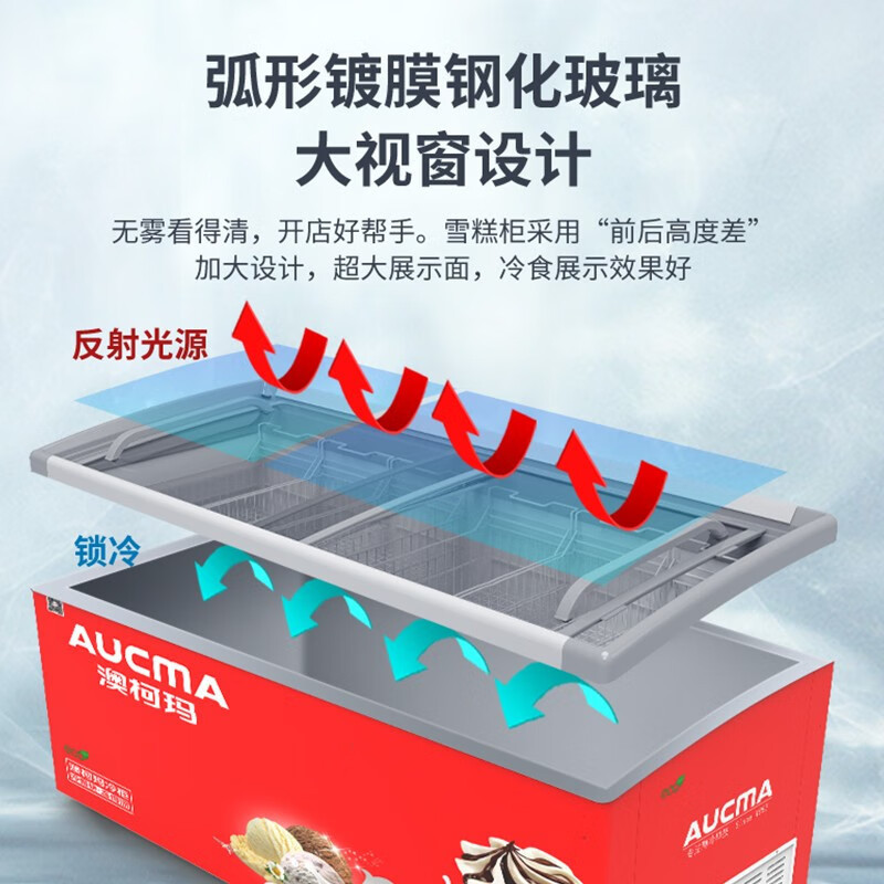 澳柯玛(AUCMA)商用卧式雪糕柜 冷冻柜保鲜柜 商用展示柜市便利店雪糕冰淇淋冷柜陈列柜 级能效SD-602