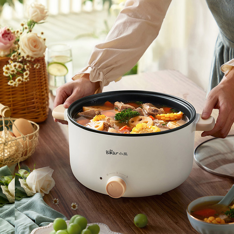 小熊(bear) 电热锅 旋钮式小电锅多功能 不沾涂层 3L 功率800W 220V DRG-D30X8 米色 / 个高清大图