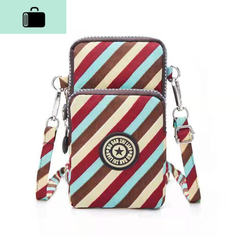 夏天迷你潮包女小包包单肩包斜挎包零钱包手机包帆布包女斜跨运动NEW LAKE 花色红蓝斜条小号