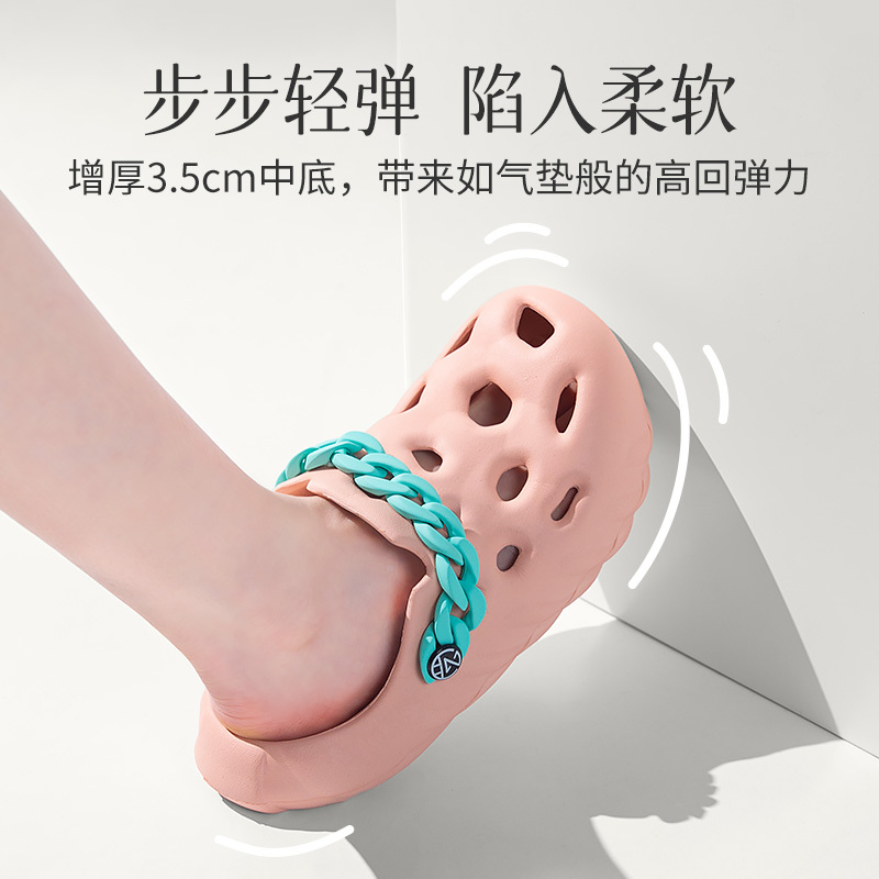 夏季外穿凉拖鞋女高级感洞洞鞋沙滩鞋网红ins潮学生防滑防臭厚底