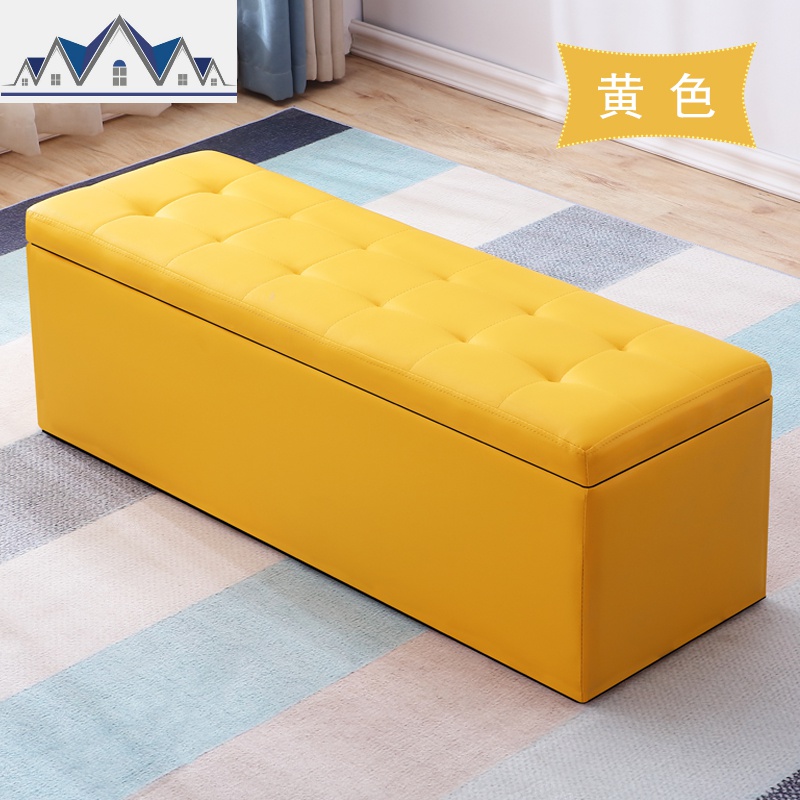 服装店换鞋凳鞋柜家用床尾储物沙发凳子长方形休息鞋店长条收纳凳 三维工匠 长120*宽40*高40黄色