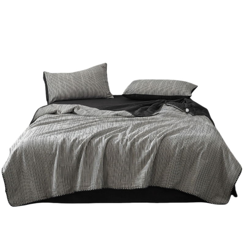 铭思沃三件套200*230cm床 黑条纹 套高清大图