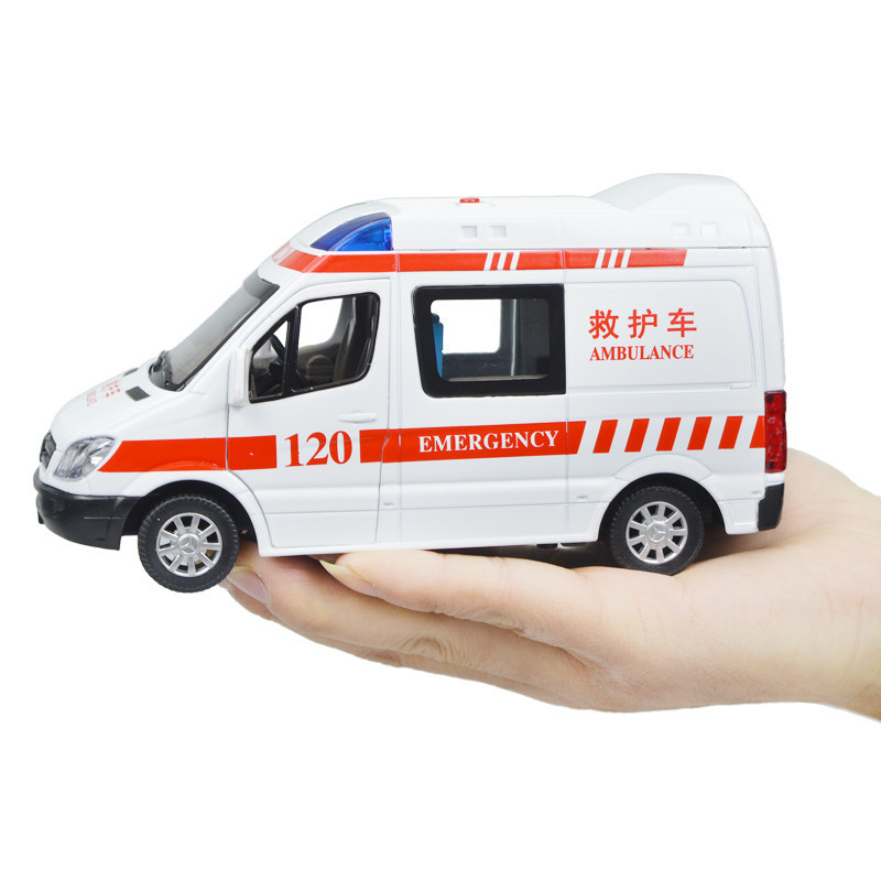 彩珀奔驰成真120救护车警车声光回力合金汽车模型玩具车男孩礼物