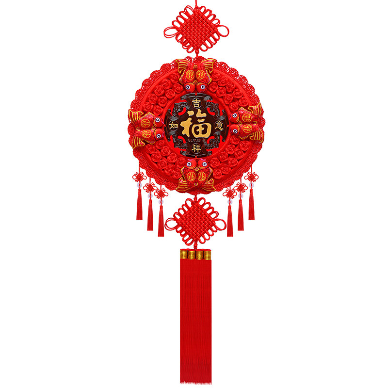 中国结挂件客厅大号福字桃木高档挂件新款玄关电视墙春节新年装饰高清大图