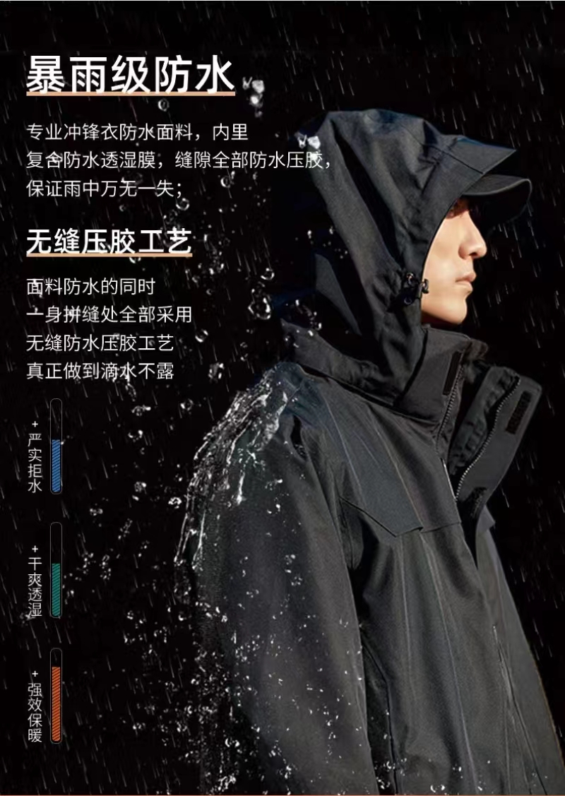 斯派尼216可拆卸三合一冲锋衣高清大图