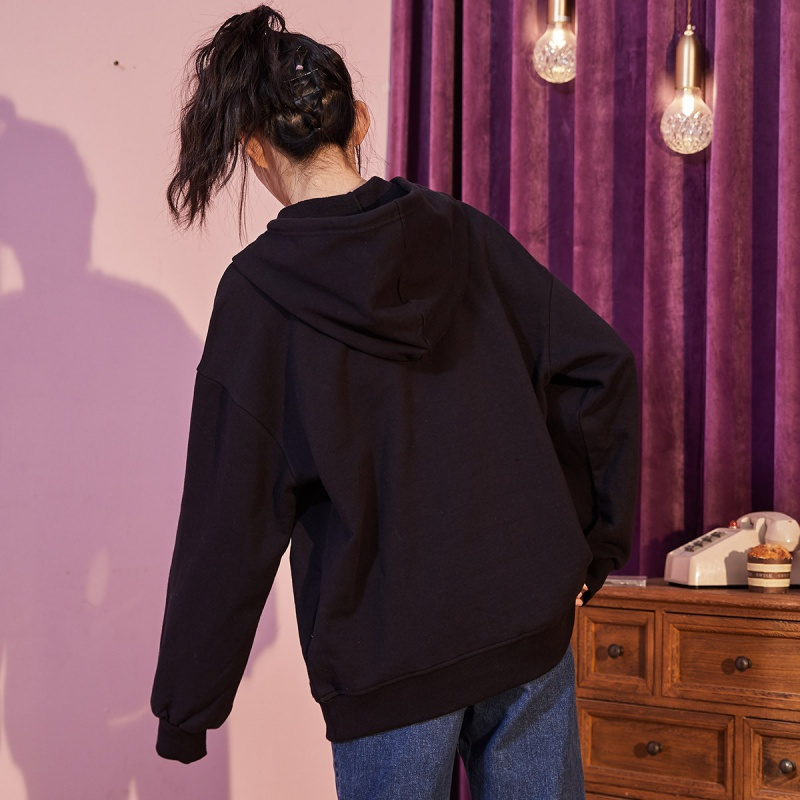 唐狮加绒卫衣女秋冬新款韩版连帽前胸印花卫衣宽松时尚百搭ins