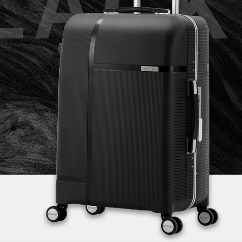 瑞德姆(REDURM)行李箱拉杆箱铝框大容量箱旅行箱男女出差小型万向轮密码箱 贵族黑 -航天款 抗压耐磨巨能装 24英寸