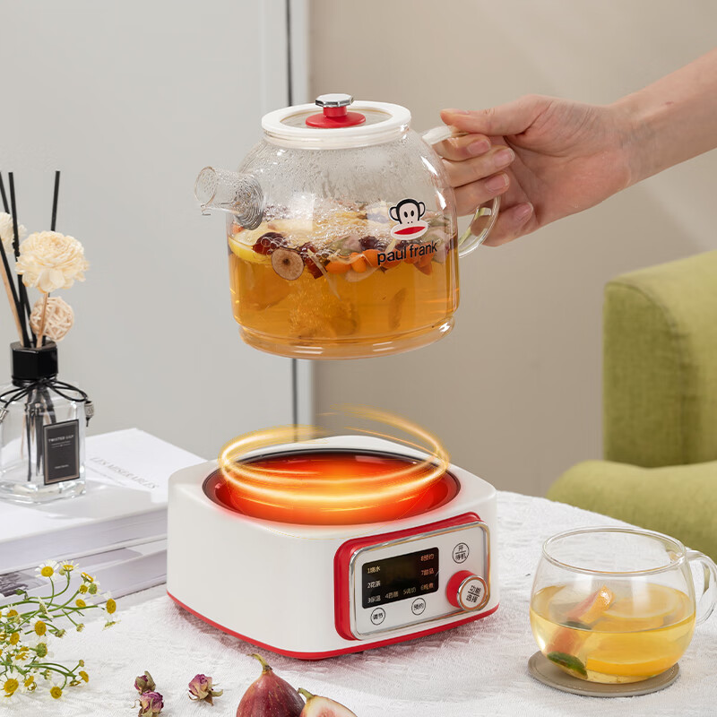 大嘴猴(Paul Frank)全玻璃养生煮茶壶DZH-H1010家用办公室桌面开水壶烧水壶电热水壶恒温水壶泡奶养生壶高清大图