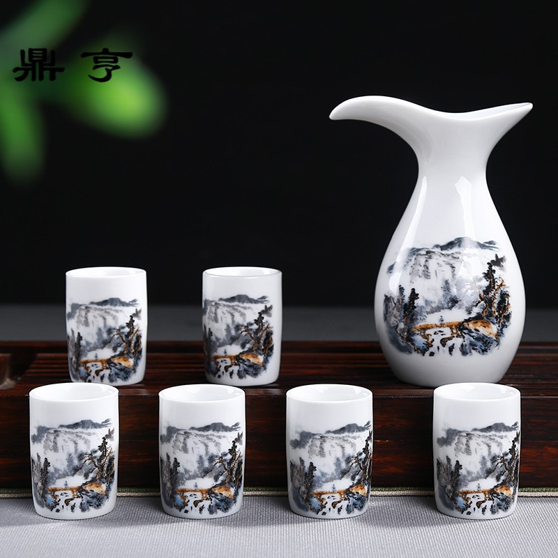 鼎亨陶瓷酒具套装酒壶酒杯醒酒器白酒杯烈酒杯分酒器黄酒清酒壶小
