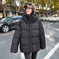25冬装新款女连帽棉衣女短款宽松棉服韩版女式羽绒棉棉衣棉袄 XXL 黑色