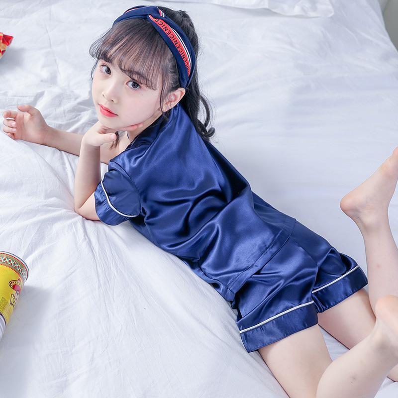 女童睡衣薄款冰丝儿童夏季十岁女孩女宝宝中大童套装夏棉绸两件套臻依