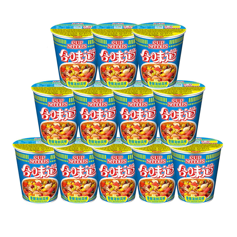 日清(NISSIN) 方便面组合装 杯面泡面快餐面 香辣海鲜风味12杯整箱装高清大图