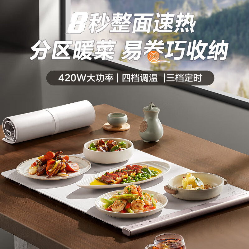 苏泊尔(SUPOR)折叠暖菜板 饭菜保温板热菜板 加热桌垫菜板 柔性面板分区控温保温板 BF6040R835D 触控款高清大图