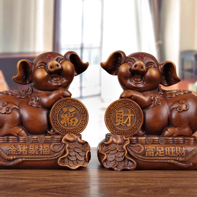 美帮汇猪摆件一对福猪客厅玄关装饰品家居摆设电视柜酒柜工艺品高清大图
