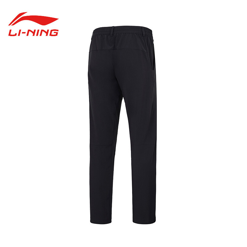 李宁(LI-NING)2022运动时尚舒适透气男子四面弹微锥运动长裤 AYKS491-1 新标准黑