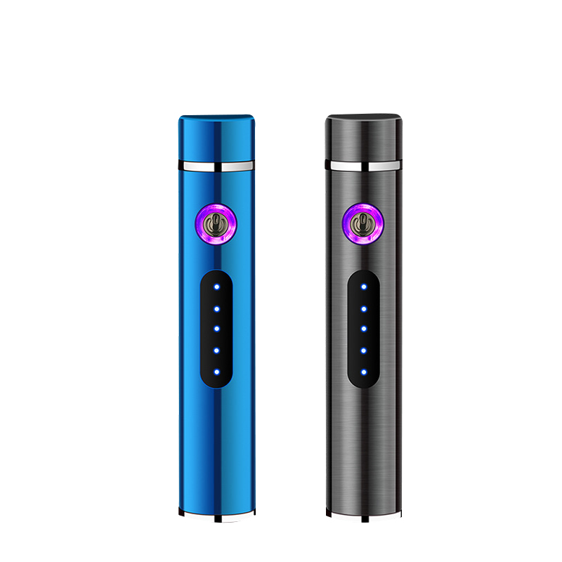 依帝魅创意礼品打火机个性迷你圆筒usb充电双电弧打火机金属防风按键电量显示点烟器圣诞节礼物情人节礼物送朋友送老公