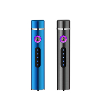 依帝魅创意礼品打火机个性迷你圆筒usb充电双电弧打火机金属防风按键电量显示点烟器圣诞节礼物情人节礼物送朋友送老公